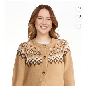 Time and Tru Tan and White Geometric Cardigan